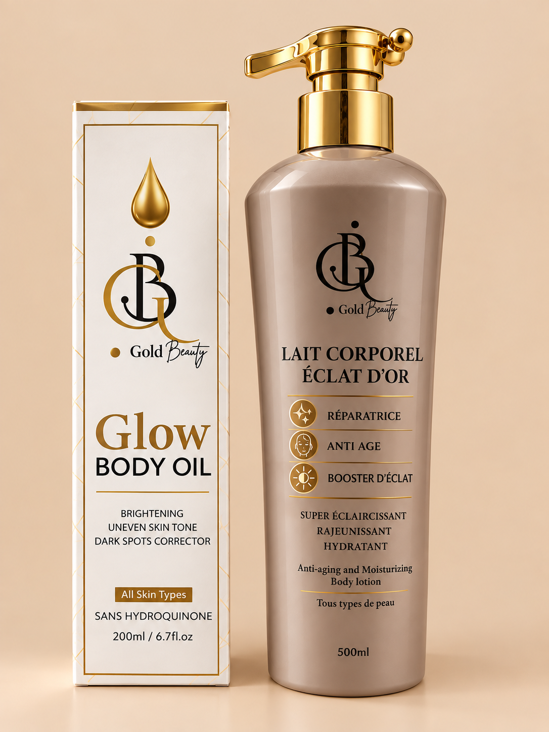 Duo Corporel- Eclat suprême-lait corporel et glow booster oil